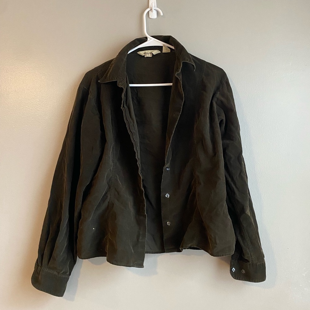 Green Eddie Bauer corduroy button up